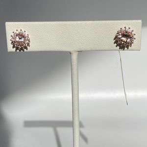 Marropino Morganite and Natural White Zircon Floral Halo Secure Post Earrings